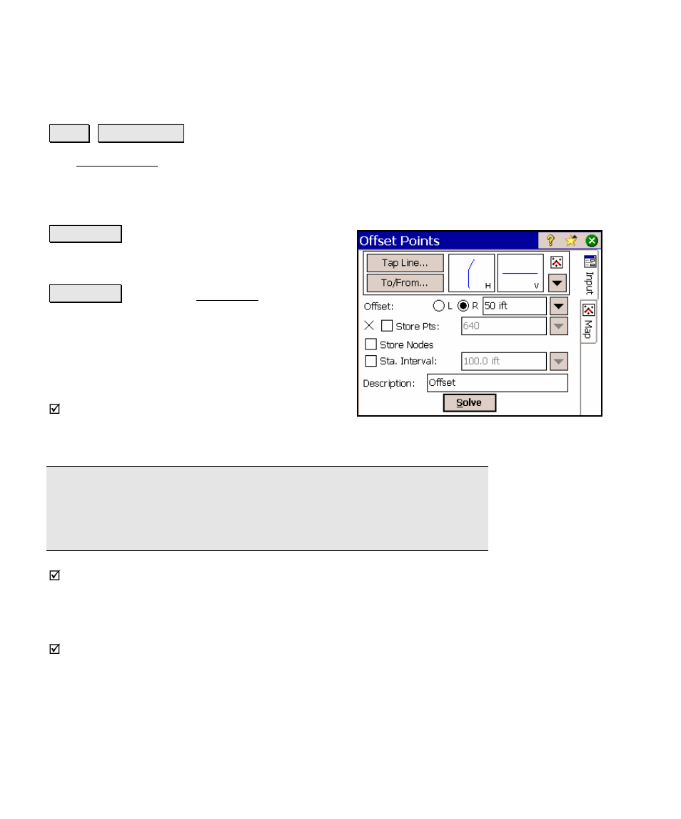 Offset points, Store offset points | Spectra Precision Survey Pro v4.5 Ranger Reference Manual User Manual | Page 370 / 475