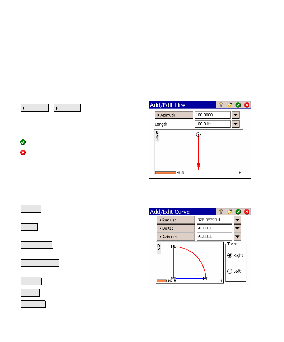 Add / edit line, Add / edit curve | Spectra Precision Survey Pro v4.5 Ranger Reference Manual User Manual | Page 376 / 475