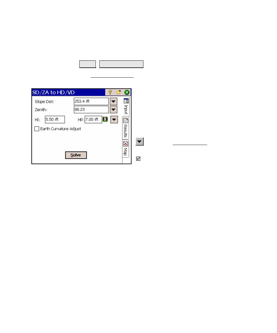 Sd/za to hd/vd, Inverse point to location / point | Spectra Precision Survey Pro v4.5 Ranger Reference Manual User Manual | Page 381 / 475