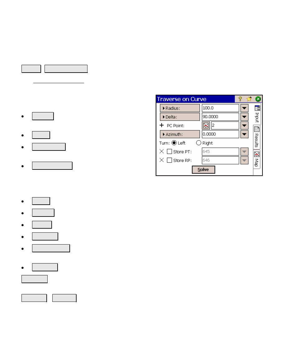 Traverse on curve, Triangle solutions | Spectra Precision Survey Pro v4.5 Ranger Reference Manual User Manual | Page 396 / 475