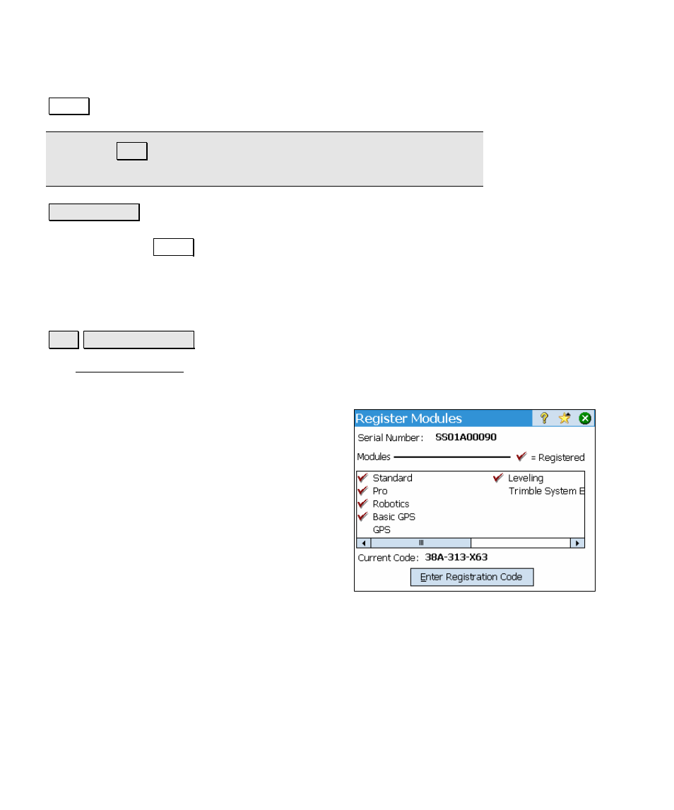 Register modules | Spectra Precision Survey Pro v4.5 Ranger Reference Manual User Manual | Page 40 / 475