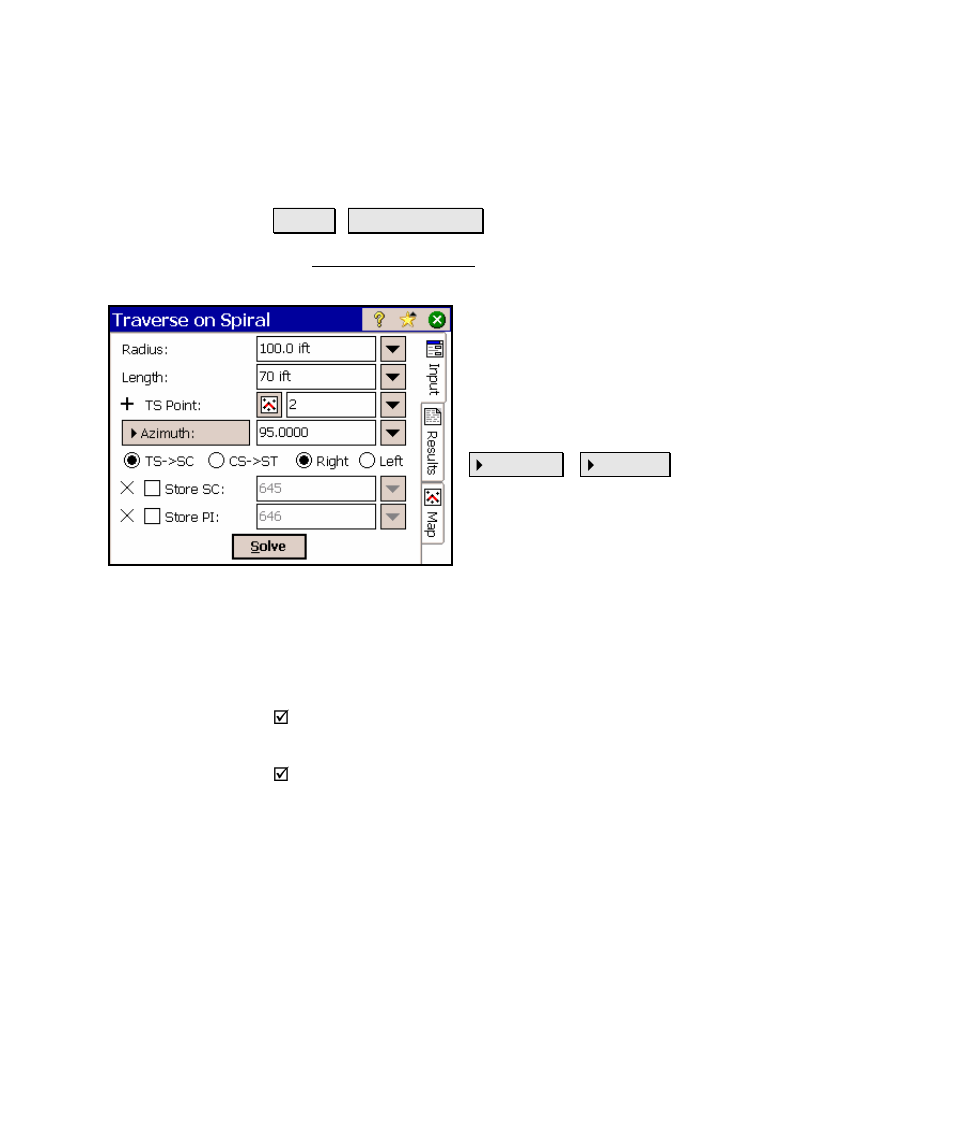 Traverse on spiral | Spectra Precision Survey Pro v4.5 Ranger Reference Manual User Manual | Page 405 / 475