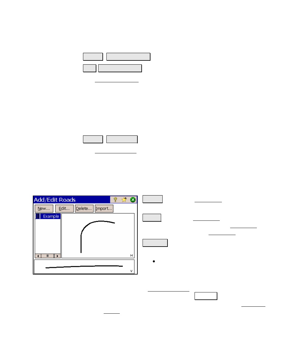 Edit alignments, Add/edit roads | Spectra Precision Survey Pro v4.5 Ranger Reference Manual User Manual | Page 411 / 475
