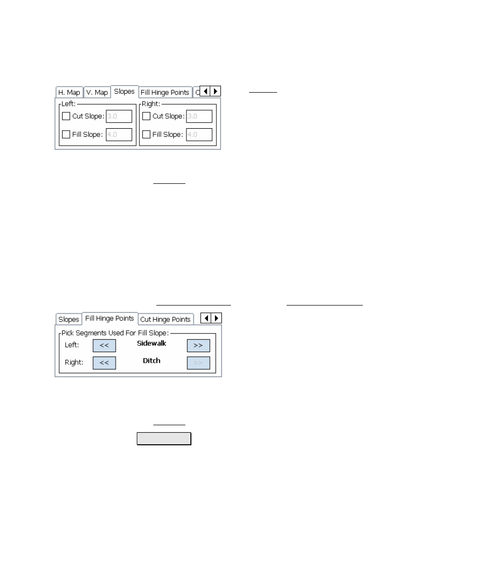 Slopes card, Cut/fill hinge points cards | Spectra Precision Survey Pro v4.5 Ranger Reference Manual User Manual | Page 431 / 475