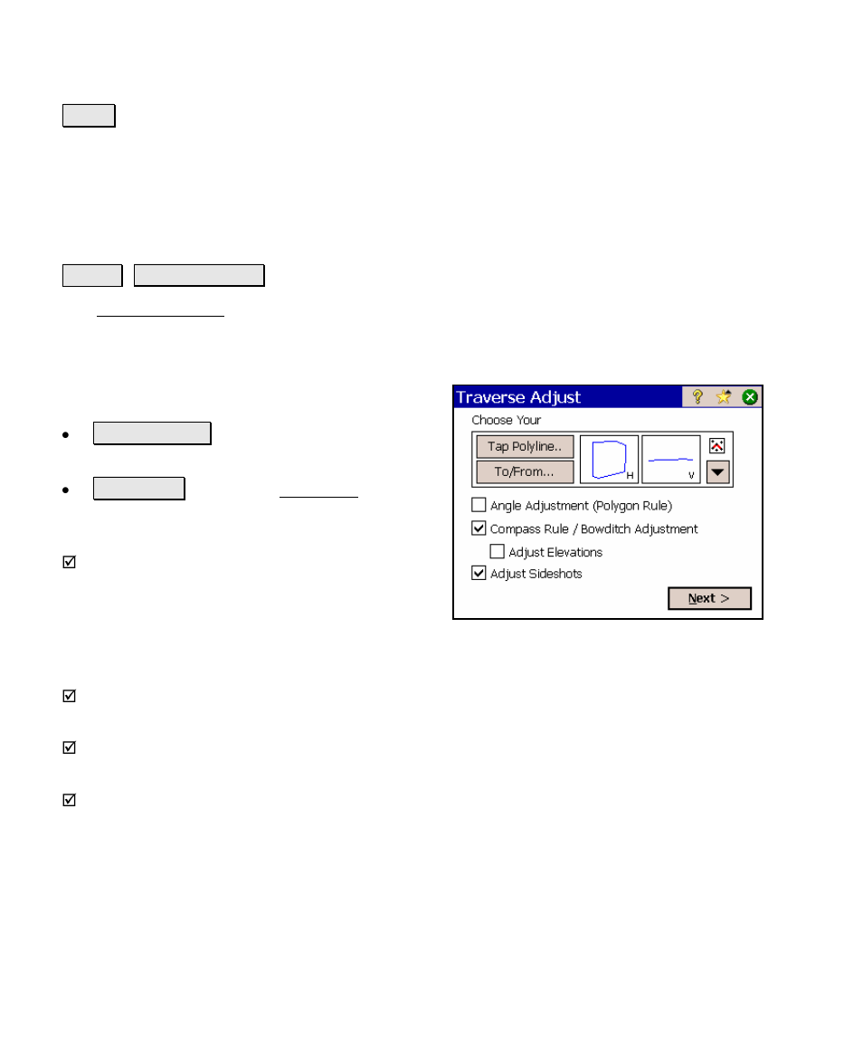 Traverse adjust, Traverse on spiral | Spectra Precision Survey Pro v4.5 Ranger Reference Manual User Manual | Page 442 / 475