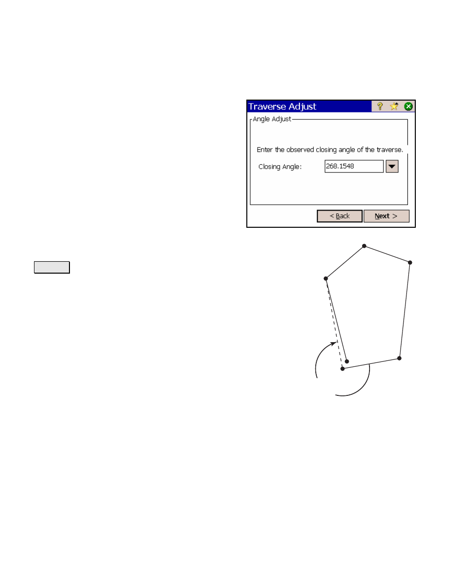 Traverse adjust – angle adjustment | Spectra Precision Survey Pro v4.5 Ranger Reference Manual User Manual | Page 444 / 475