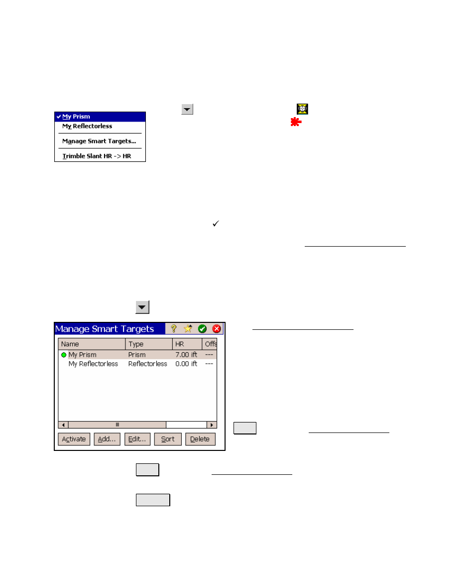 Smart targets, Manage smart targets | Spectra Precision Survey Pro v4.5 Ranger Reference Manual User Manual | Page 457 / 475