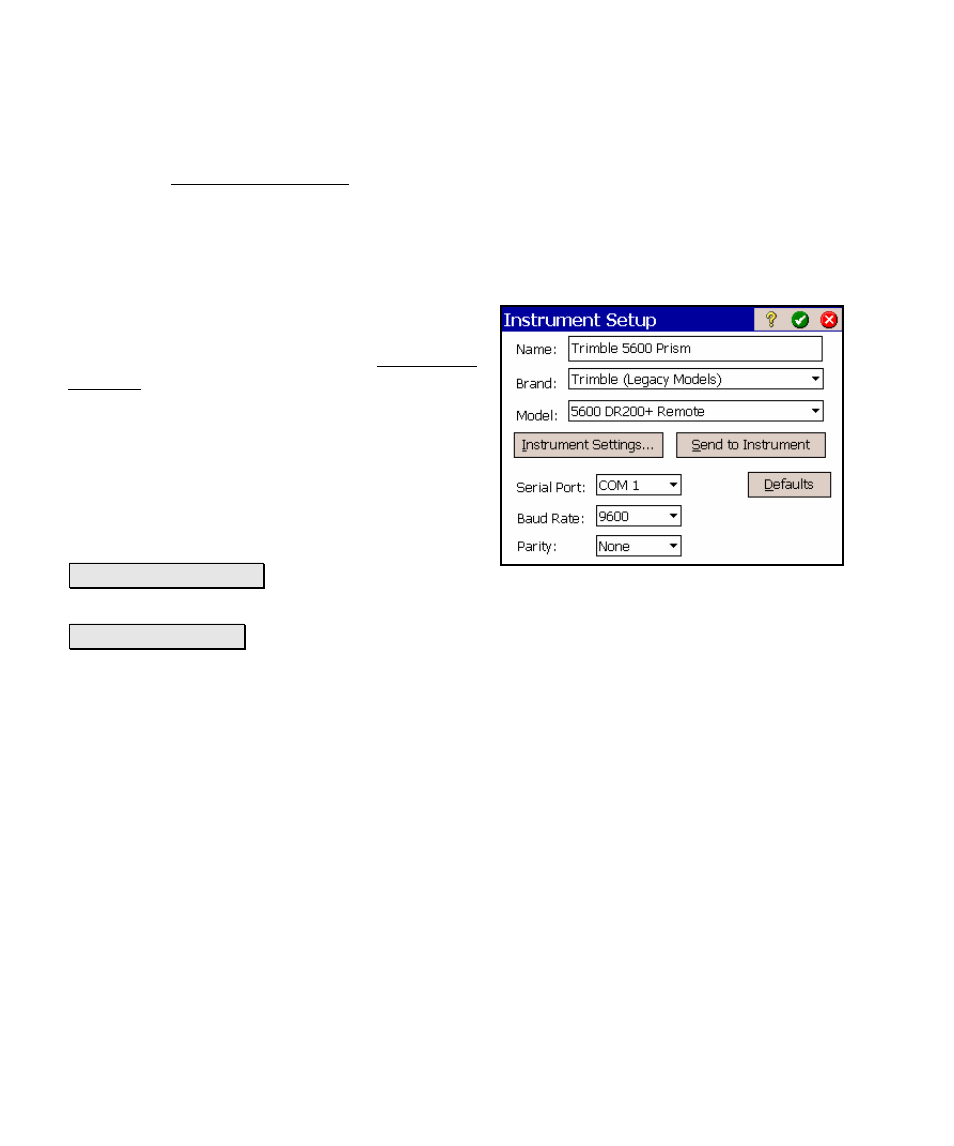 Instrument settings – screen two | Spectra Precision Survey Pro v4.5 Ranger Reference Manual User Manual | Page 46 / 475