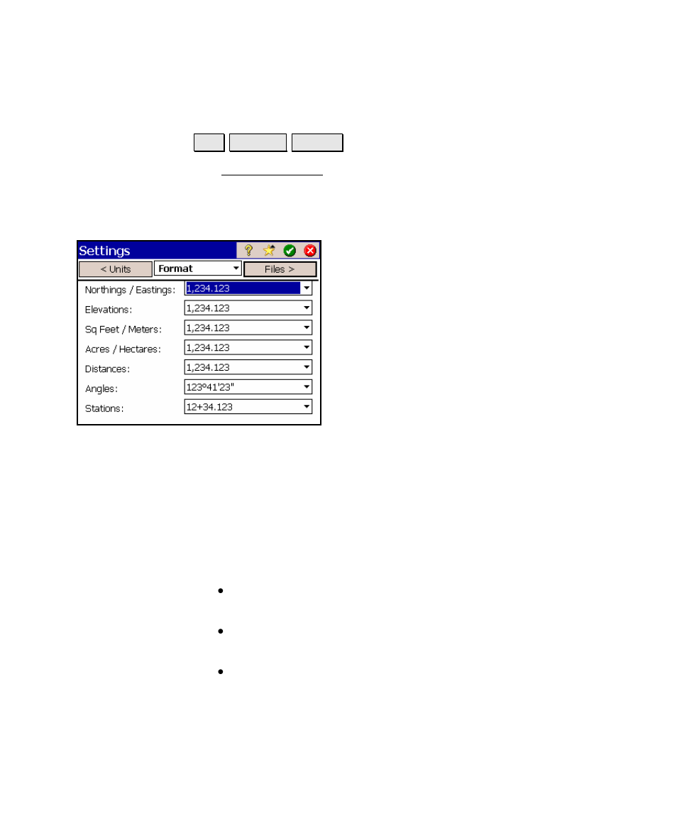 Format settings | Spectra Precision Survey Pro v4.5 Ranger Reference Manual User Manual | Page 51 / 475