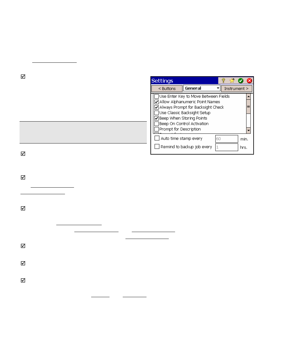 General settings | Spectra Precision Survey Pro v4.5 Ranger Reference Manual User Manual | Page 64 / 475