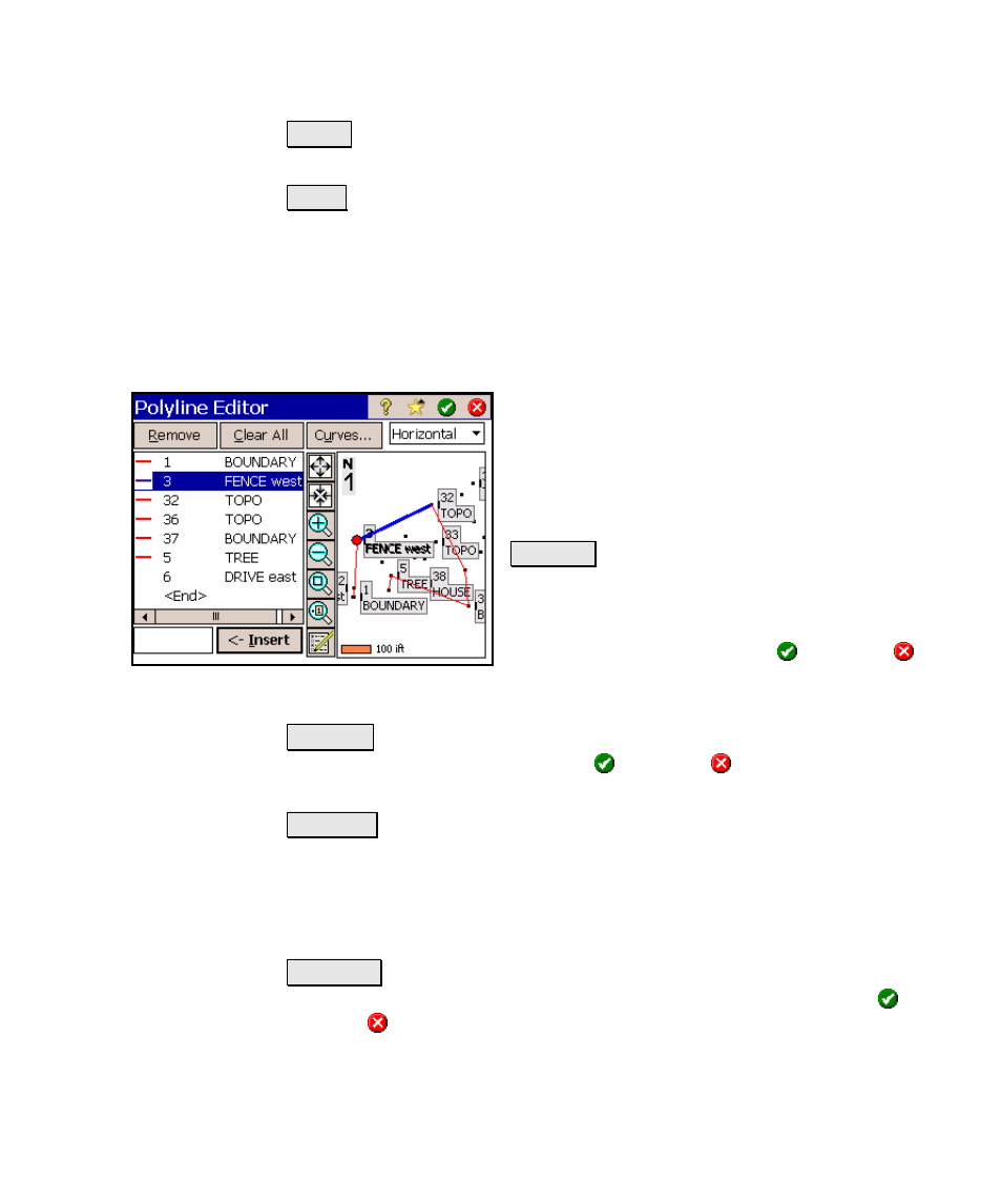 Screen three – polyline editor | Spectra Precision Survey Pro v4.5 Ranger Reference Manual User Manual | Page 73 / 475