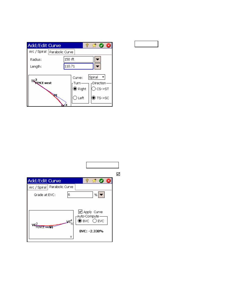Adding a spiral, Adding a vertical curve | Spectra Precision Survey Pro v4.5 Ranger Reference Manual User Manual | Page 75 / 475