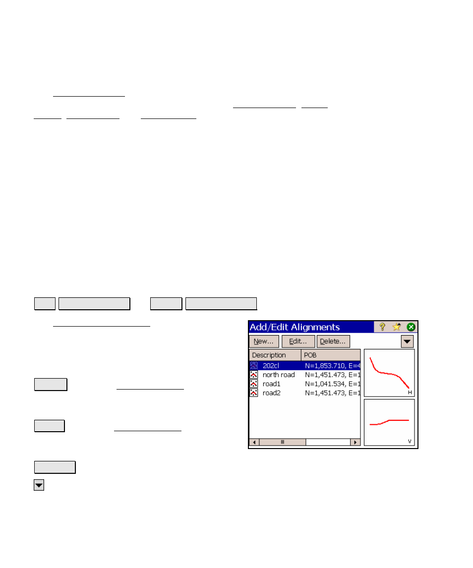 Edit alignments, Add / edit alignments | Spectra Precision Survey Pro v4.5 Ranger Reference Manual User Manual | Page 76 / 475