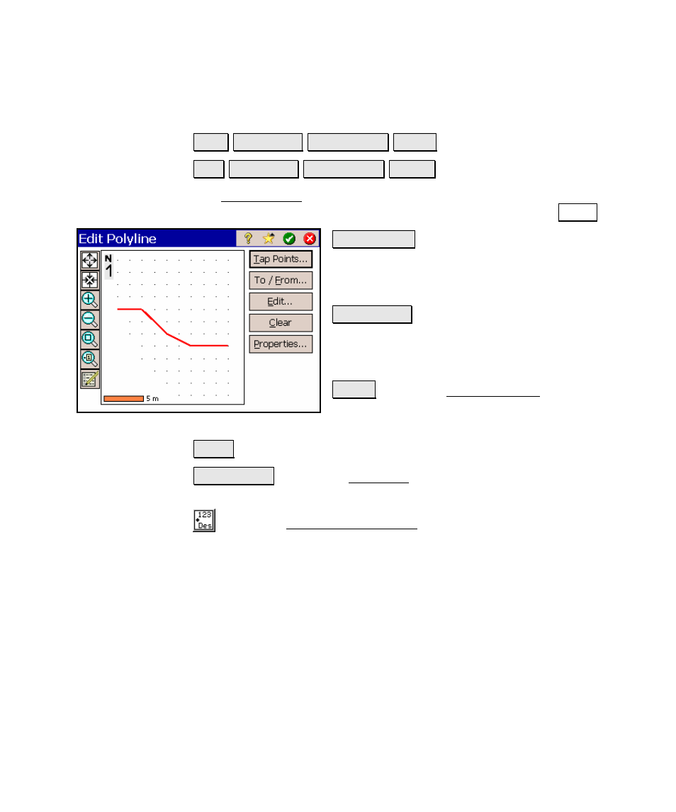 Edit polyline | Spectra Precision Survey Pro v4.5 Ranger Reference Manual User Manual | Page 91 / 475