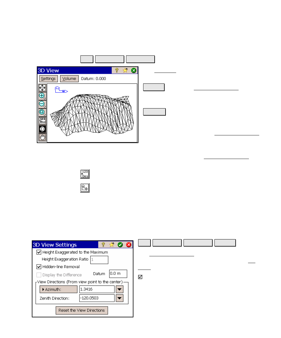 3d view, 3d view settings | Spectra Precision Survey Pro v4.5 Ranger Reference Manual User Manual | Page 93 / 475