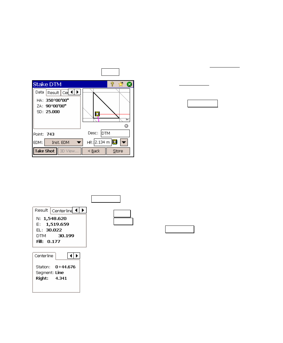 Stake the dtm, View the dtm | Spectra Precision Survey Pro v4.5 Ranger User Manual User Manual | Page 113 / 339