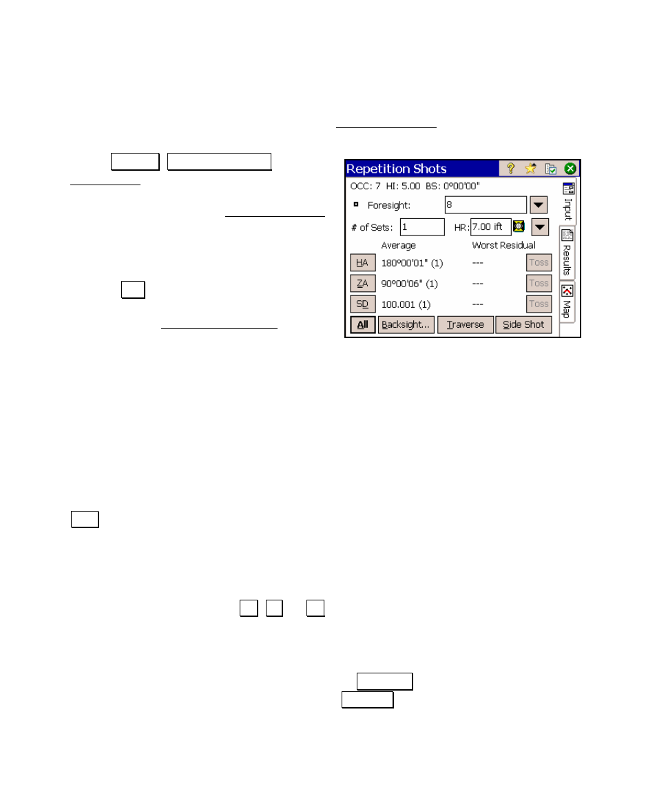 Repetition shots screen, A boundary (optional) | Spectra Precision Survey Pro v4.5 Ranger User Manual User Manual | Page 126 / 339