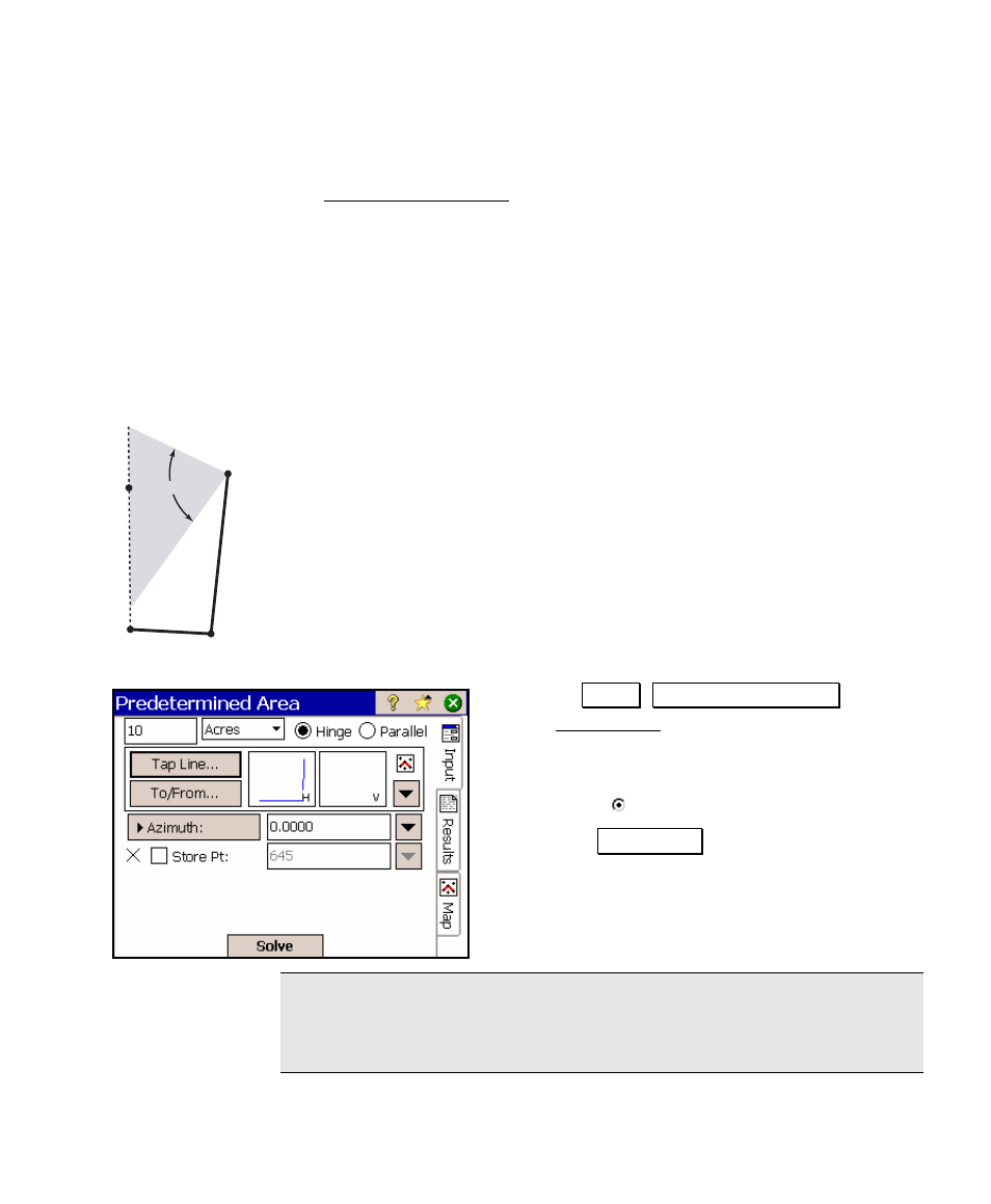 Predetermined area, Hinge method | Spectra Precision Survey Pro v4.5 Ranger User Manual User Manual | Page 157 / 339