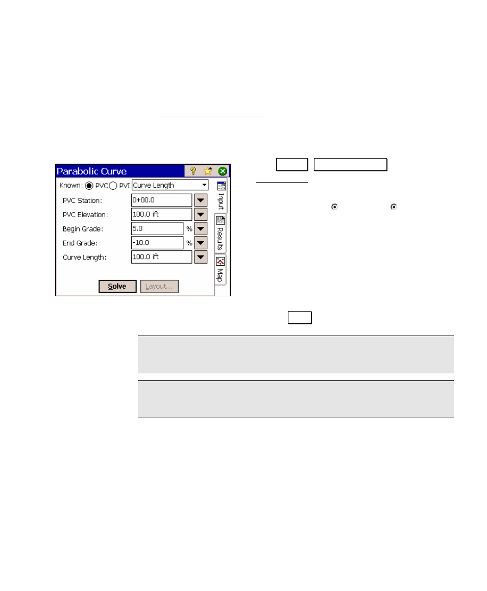 Parabolic curve layout, He catch point | Spectra Precision Survey Pro v4.5 Ranger User Manual User Manual | Page 163 / 339