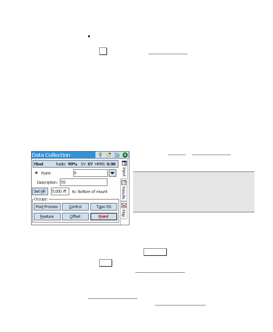 Data collection, Urvey – choose base setup, Occupy point | Spectra Precision Survey Pro v4.5 Ranger User Manual User Manual | Page 275 / 339