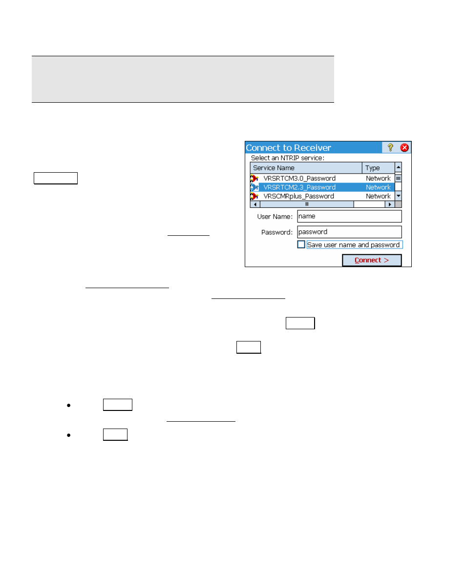 Select ntrip services screen, Setup rover screen, Setup remote base | Spectra Precision Survey Pro v4.5 Ranger User Manual User Manual | Page 326 / 339