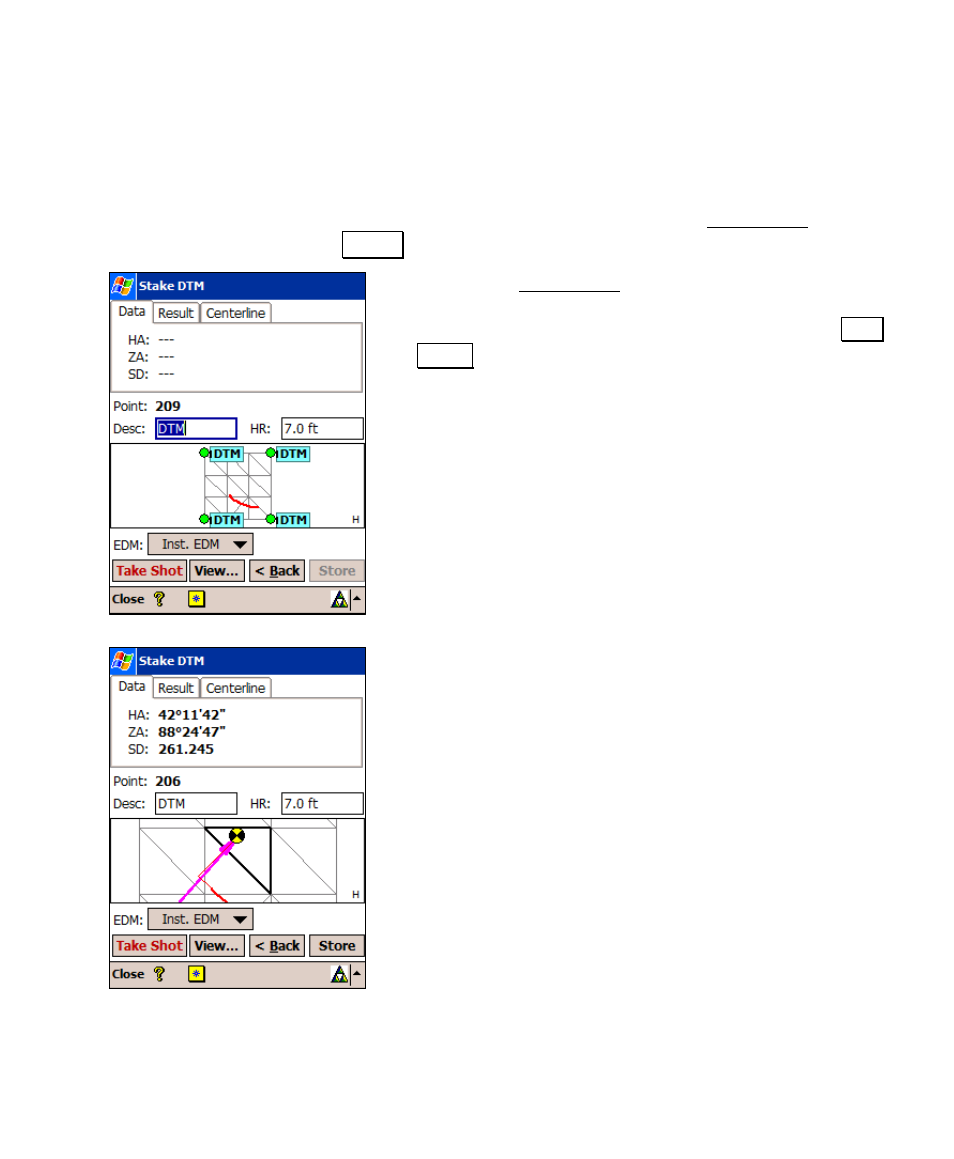 Stake the dtm, Les examples | Spectra Precision Survey Pro v4.5 Recon and Nomad User Manual User Manual | Page 125 / 379