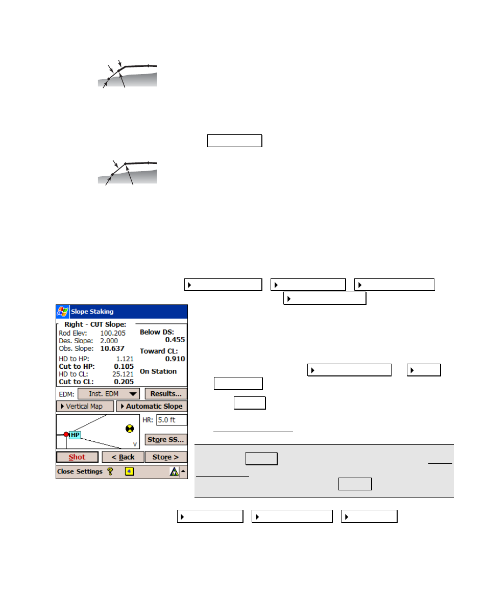 Staking the catch point | Spectra Precision Survey Pro v4.5 Recon and Nomad User Manual User Manual | Page 169 / 379