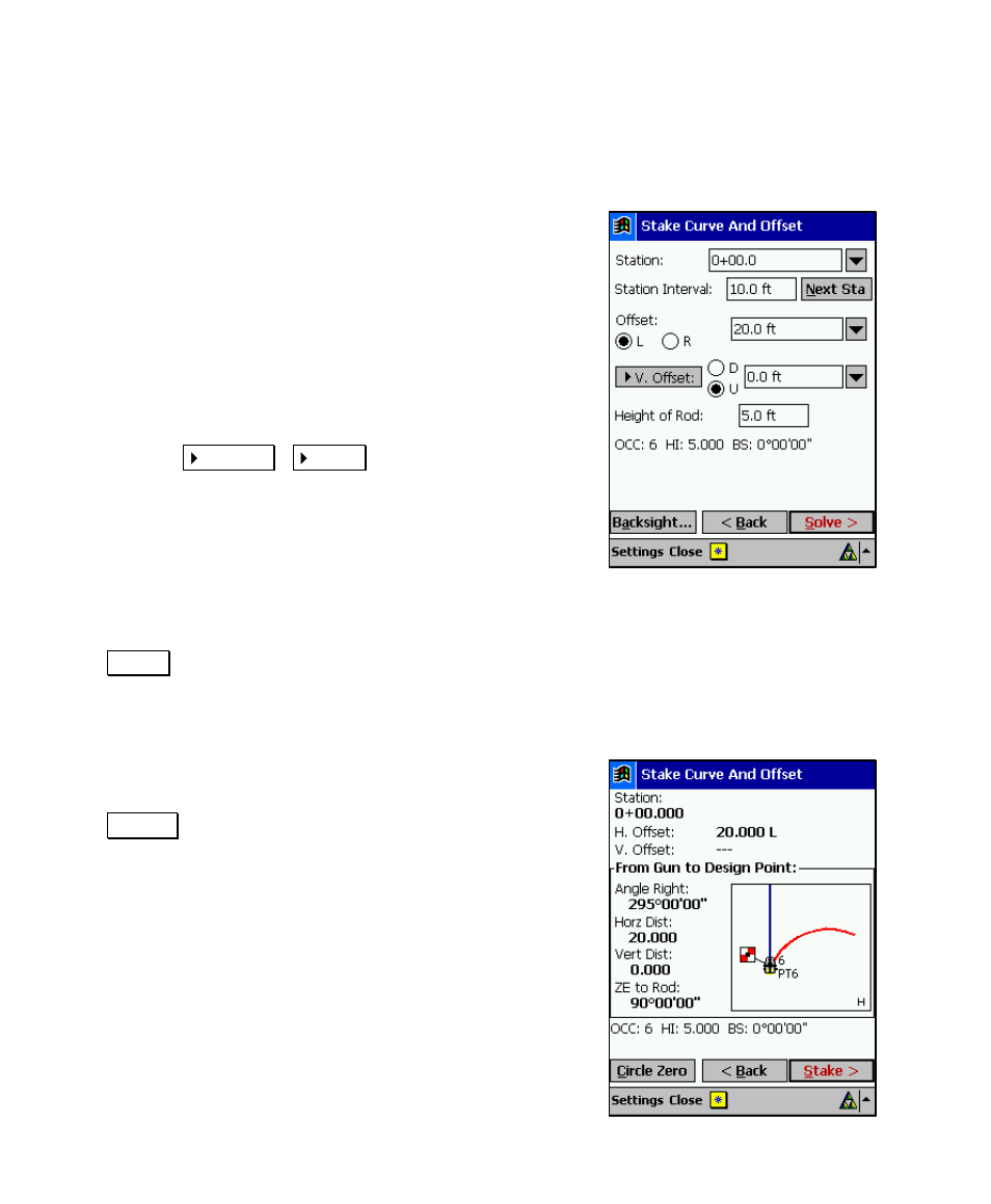 Set up your staking options, Aim the total station, Ned area | Spectra Precision Survey Pro v4.5 Recon and Nomad User Manual User Manual | Page 184 / 379