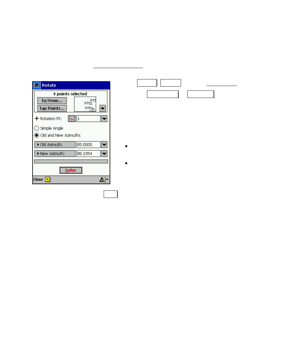 Rotate adjustment, Fset | Spectra Precision Survey Pro v4.5 Recon and Nomad User Manual User Manual | Page 189 / 379