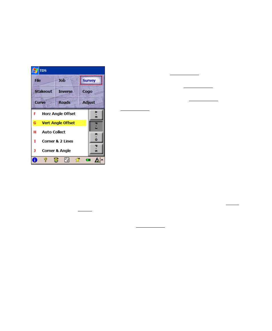 Navigating within the program | Spectra Precision Survey Pro v4.5 Recon and Nomad User Manual User Manual | Page 23 / 379