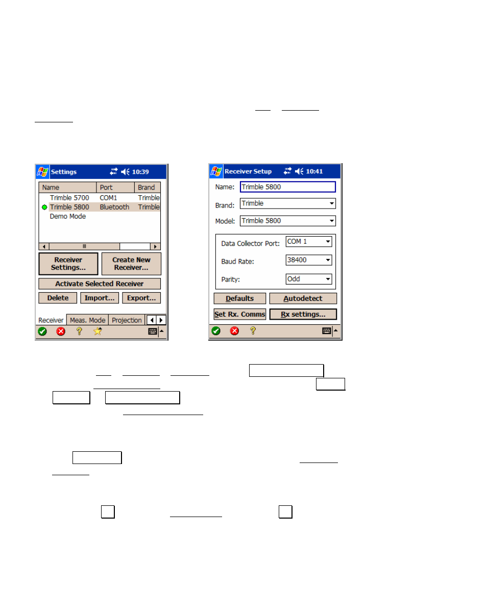 Receiver settings | Spectra Precision Survey Pro v4.5 Recon and Nomad User Manual User Manual | Page 264 / 379
