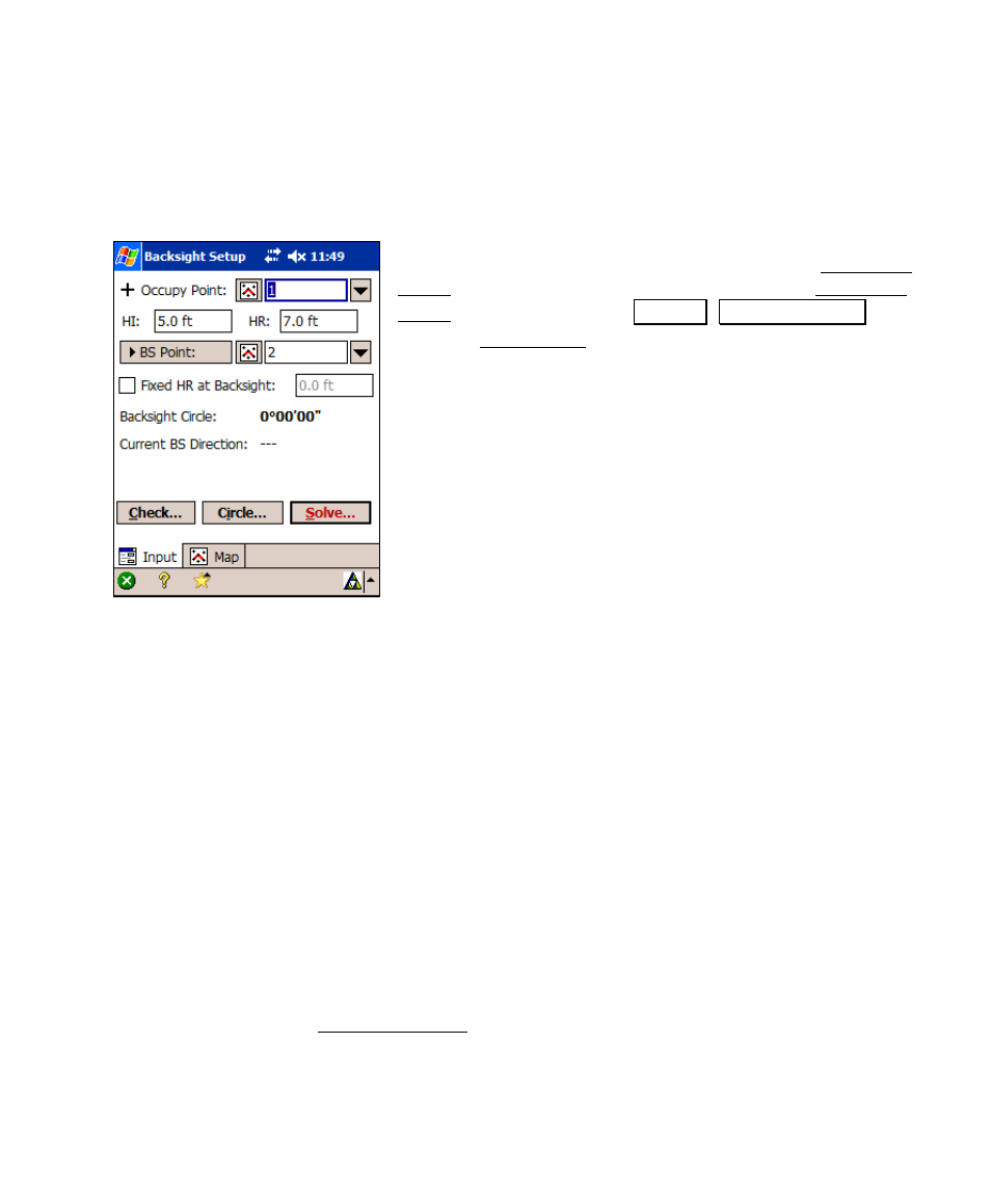 Parts of a screen, Input fields, Output fields | Survey pro installation | Spectra Precision Survey Pro v4.5 Recon and Nomad User Manual User Manual | Page 27 / 379