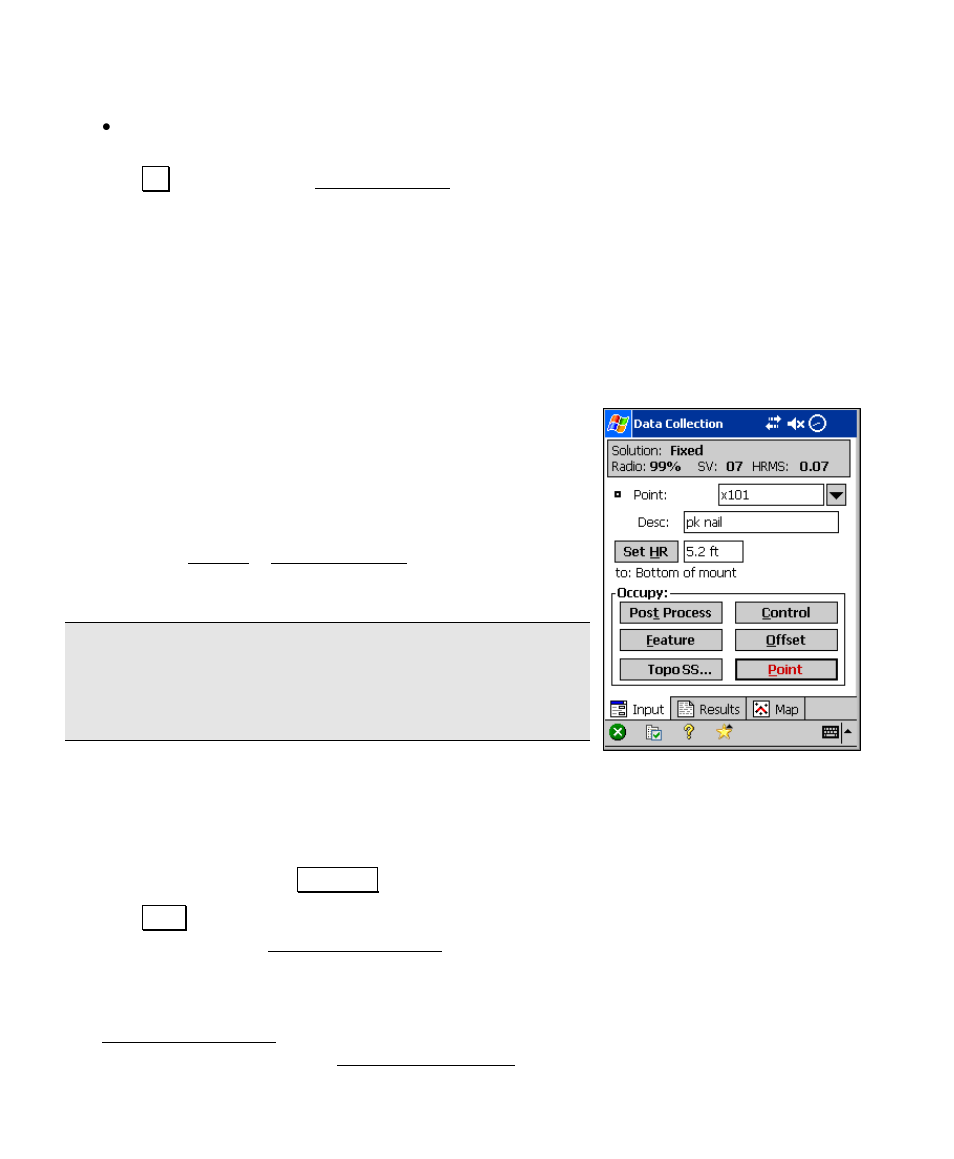 Data collection, Urvey – choose base setup, Occupy point | Spectra Precision Survey Pro v4.5 Recon and Nomad User Manual User Manual | Page 300 / 379