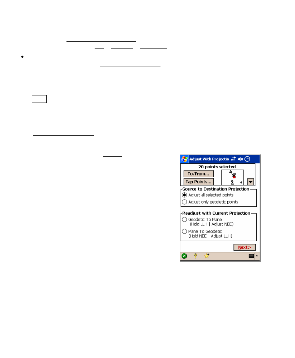 Adjust with projection – select points | Spectra Precision Survey Pro v4.5 Recon and Nomad User Manual User Manual | Page 310 / 379