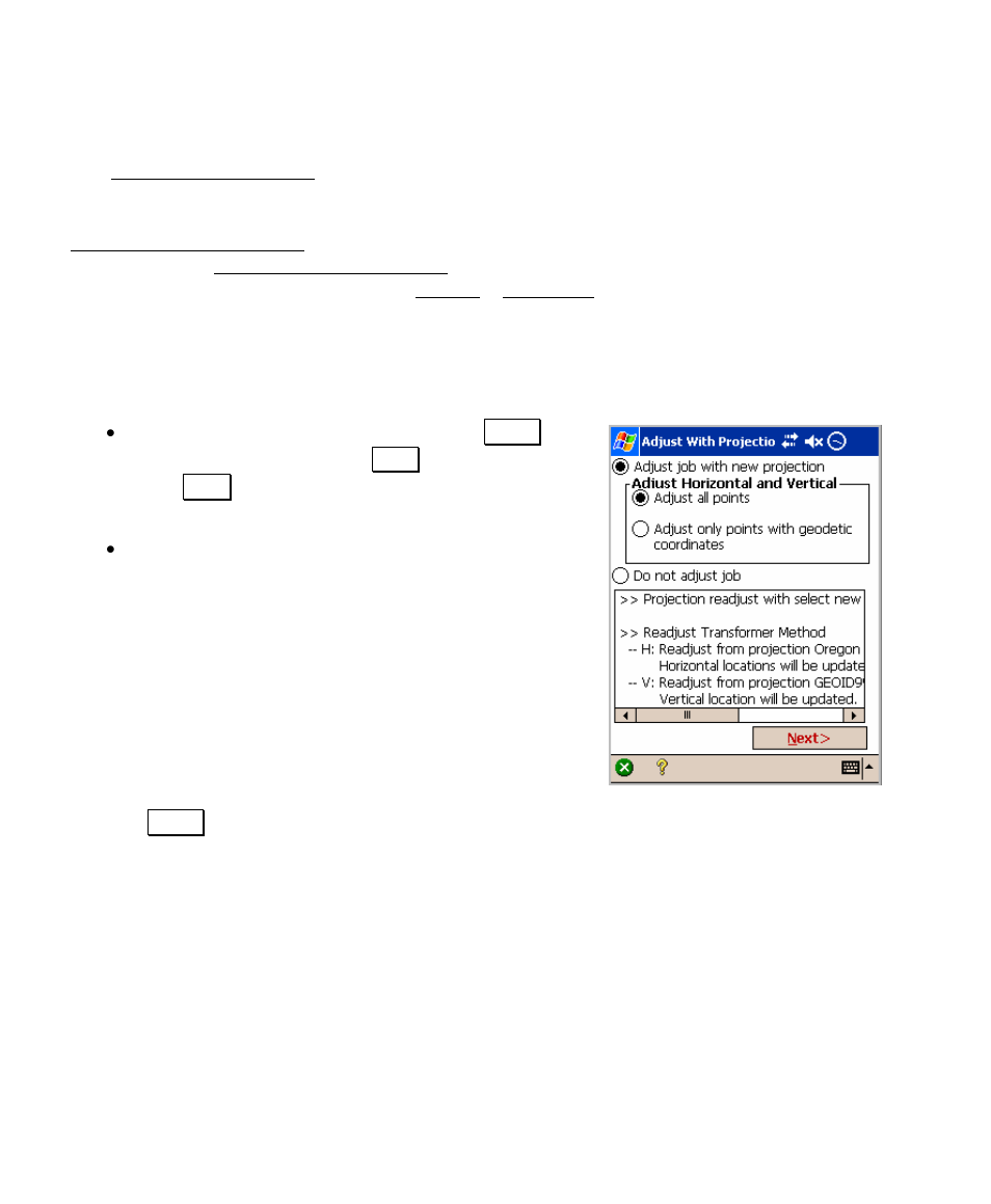 Adjust with projection – prompt adjust | Spectra Precision Survey Pro v4.5 Recon and Nomad User Manual User Manual | Page 312 / 379