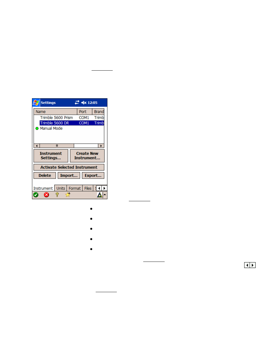 The settings screen, Navigating within the program | Spectra Precision Survey Pro v4.5 Recon and Nomad User Manual User Manual | Page 43 / 379