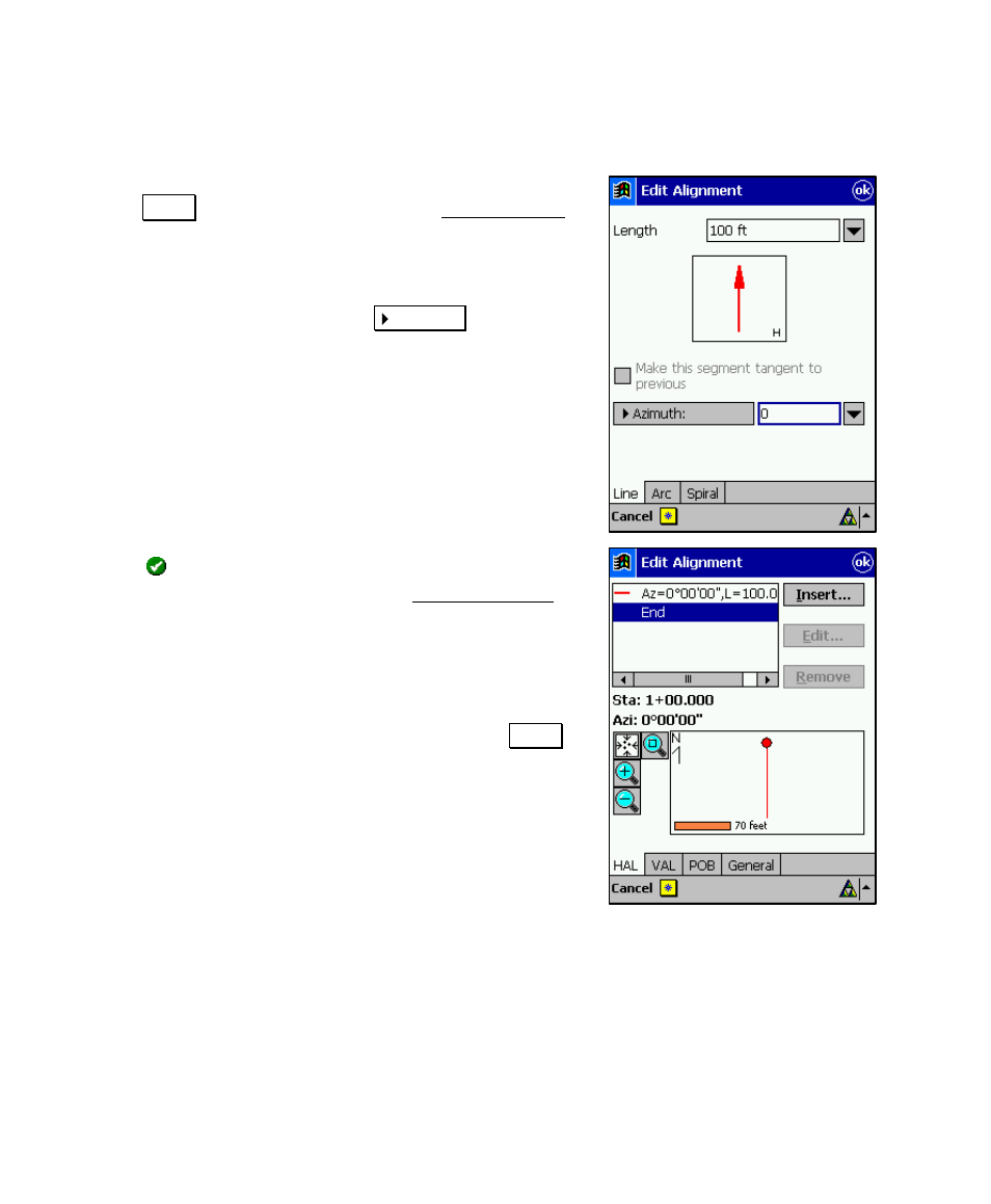 Horizontal alignment | Spectra Precision Survey Pro v4.5 Recon and Nomad User Manual User Manual | Page 62 / 379