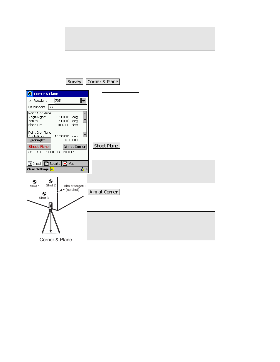 Corner & plane | Spectra Precision Survey Pro v3.80 Recon iPAQ Reference Manual User Manual | Page 103 / 261