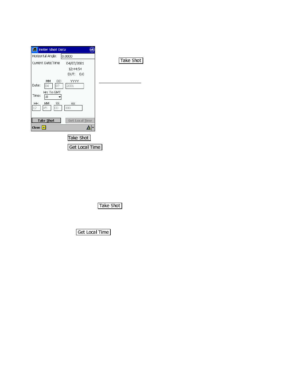 The enter shot data screen, Sun shot procedure summary | Spectra Precision Survey Pro v3.80 Recon iPAQ Reference Manual User Manual | Page 113 / 261