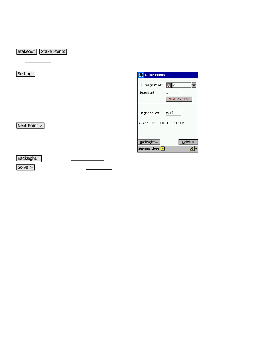 Stake points | Spectra Precision Survey Pro v3.80 Recon iPAQ Reference Manual User Manual | Page 118 / 261