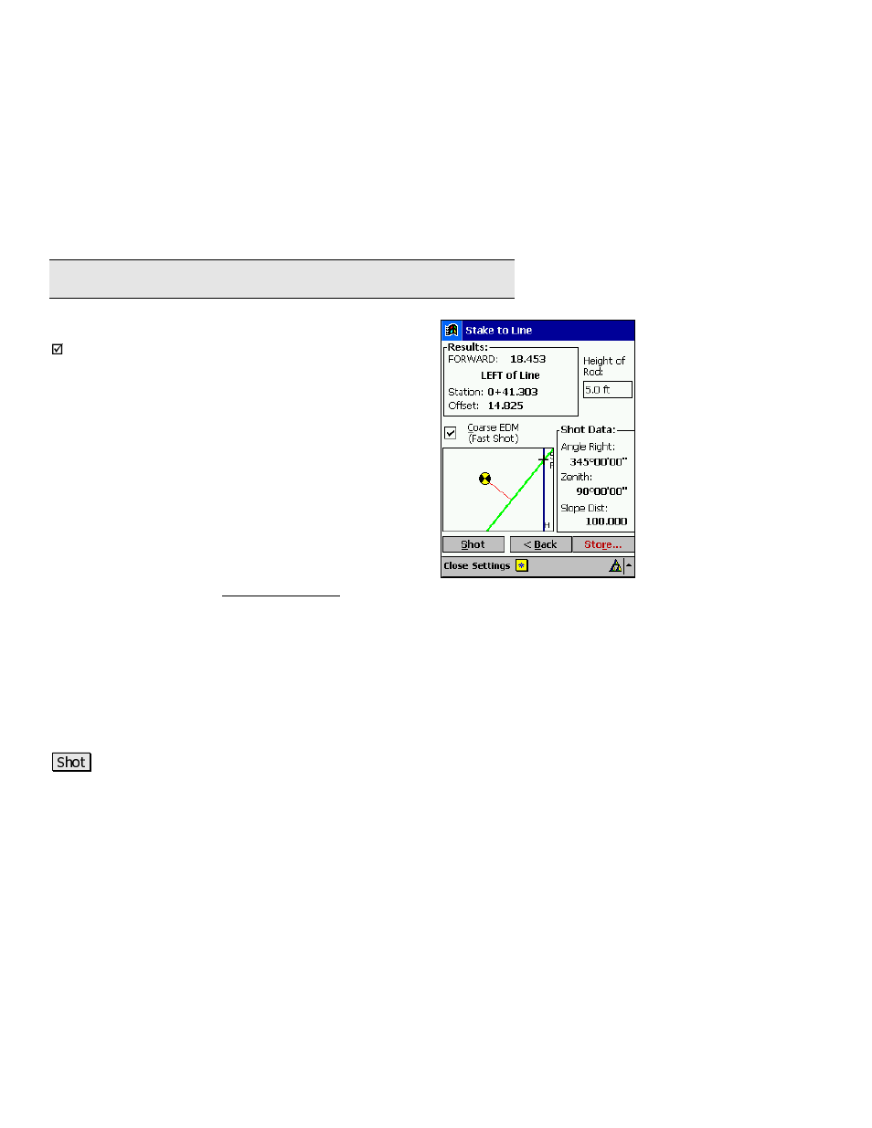 Stake to line – screen two | Spectra Precision Survey Pro v3.80 Recon iPAQ Reference Manual User Manual | Page 126 / 261