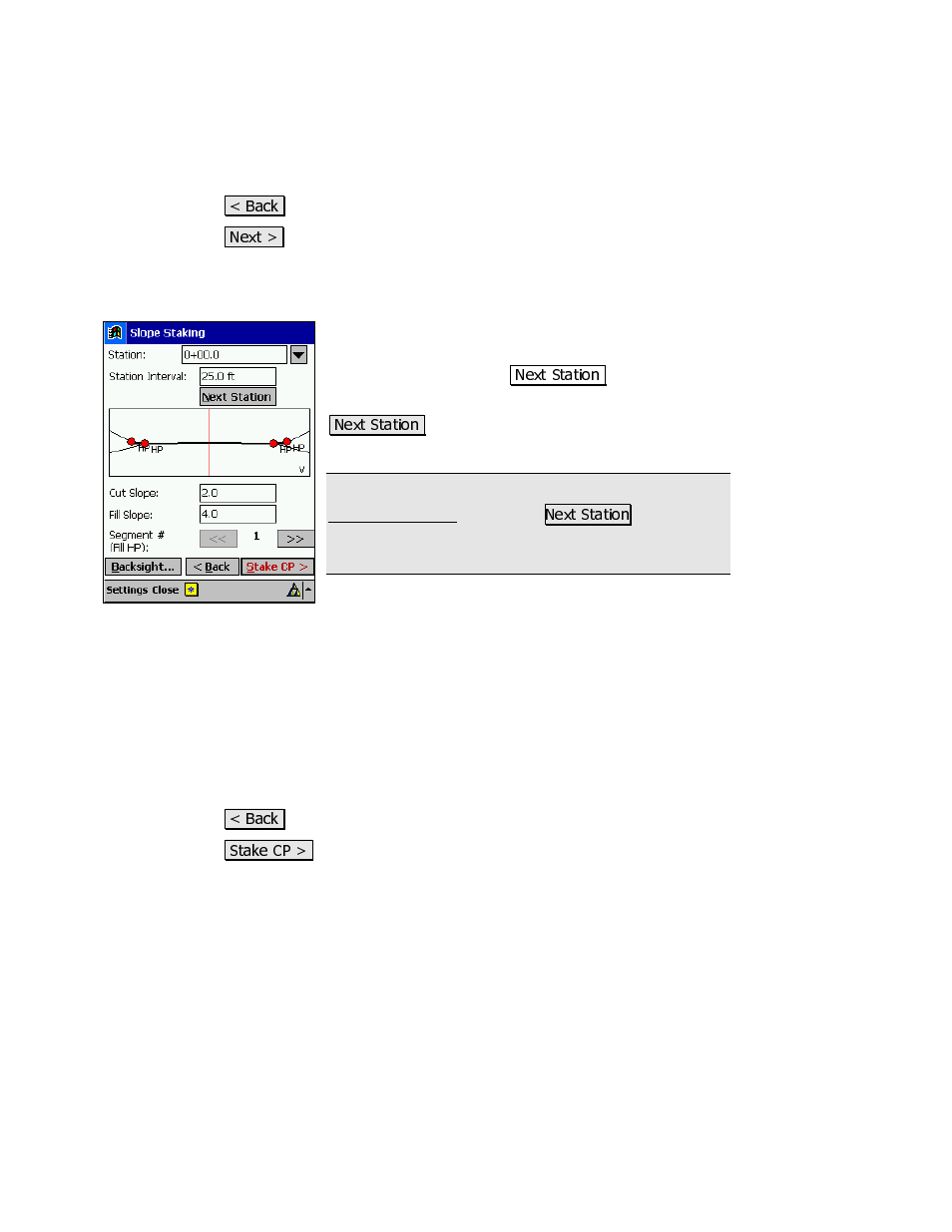 Slope staking – screen three | Spectra Precision Survey Pro v3.80 Recon iPAQ Reference Manual User Manual | Page 135 / 261