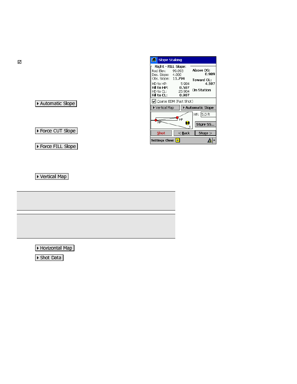 Slope staking – screen four | Spectra Precision Survey Pro v3.80 Recon iPAQ Reference Manual User Manual | Page 136 / 261