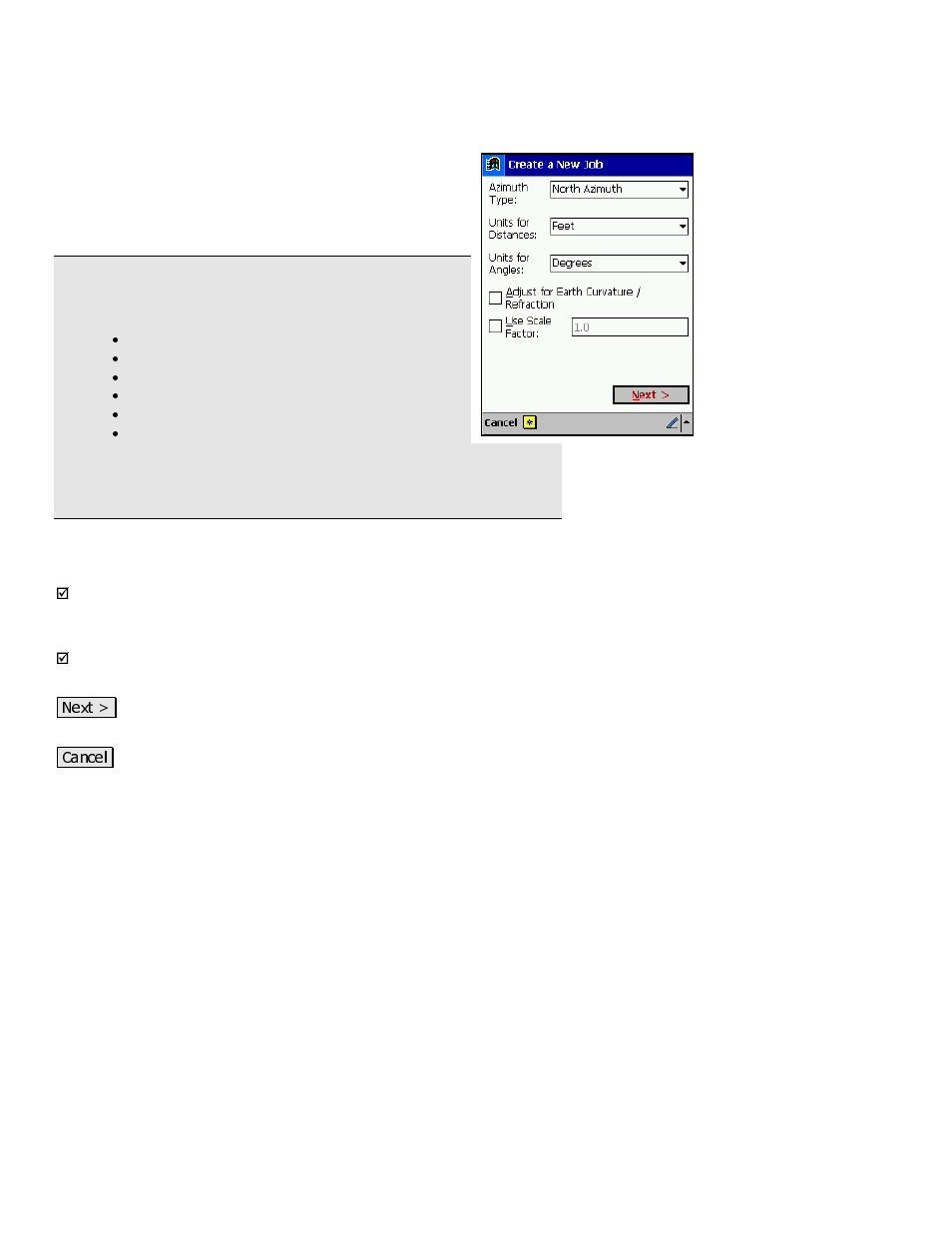 Create a new job – screen two | Spectra Precision Survey Pro v3.80 Recon iPAQ Reference Manual User Manual | Page 14 / 261