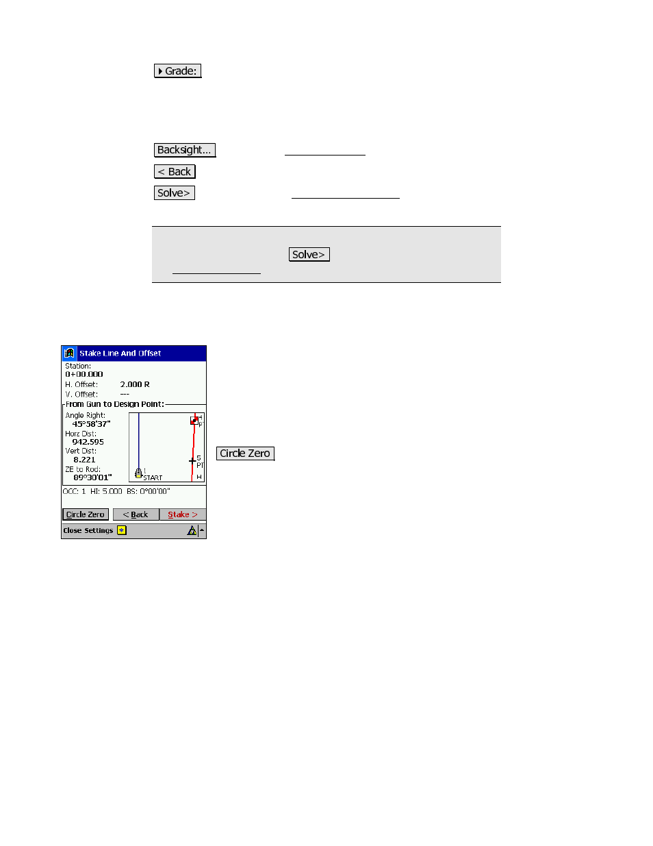 Stake line and offset – screen three | Spectra Precision Survey Pro v3.80 Recon iPAQ Reference Manual User Manual | Page 141 / 261