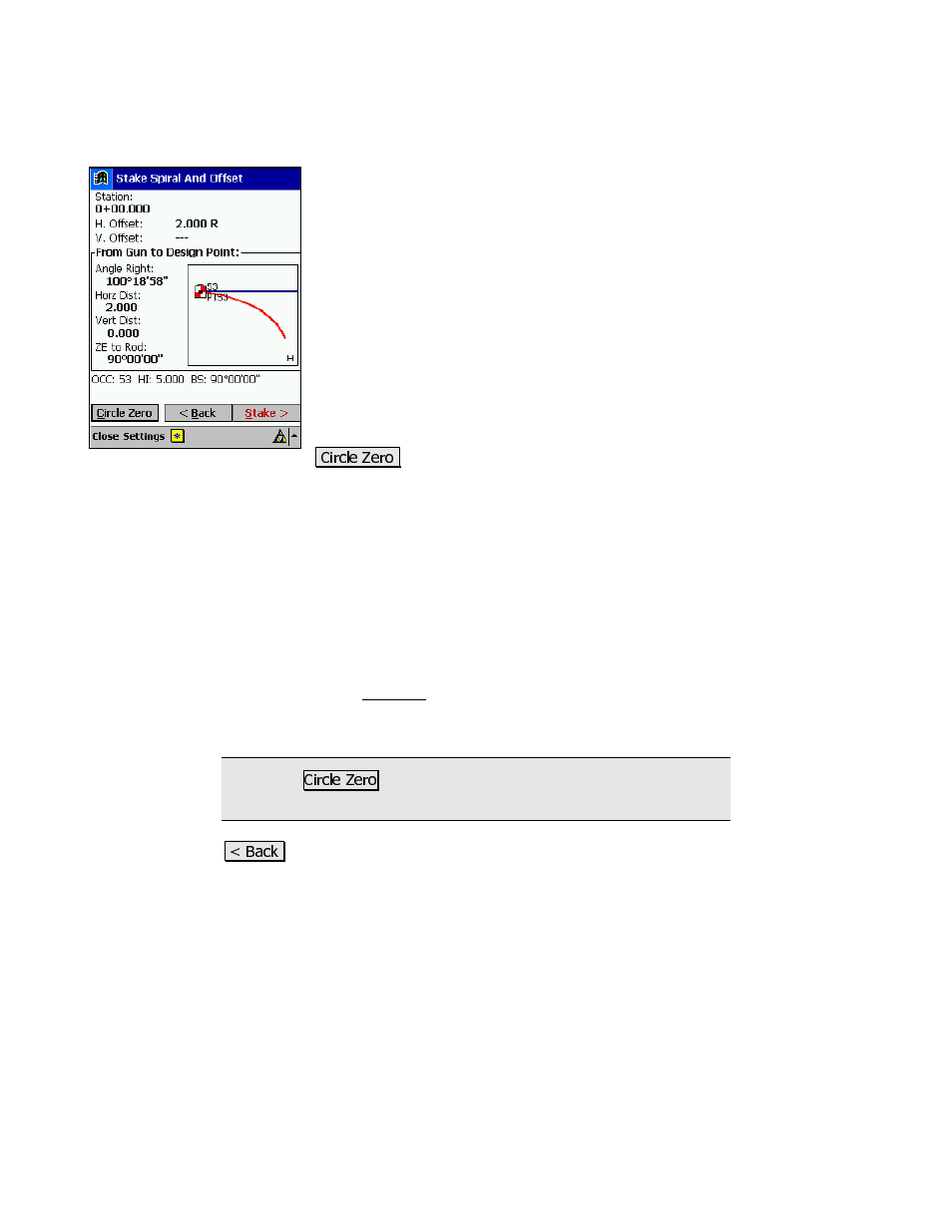 Stake spiral and offset – screen three | Spectra Precision Survey Pro v3.80 Recon iPAQ Reference Manual User Manual | Page 149 / 261