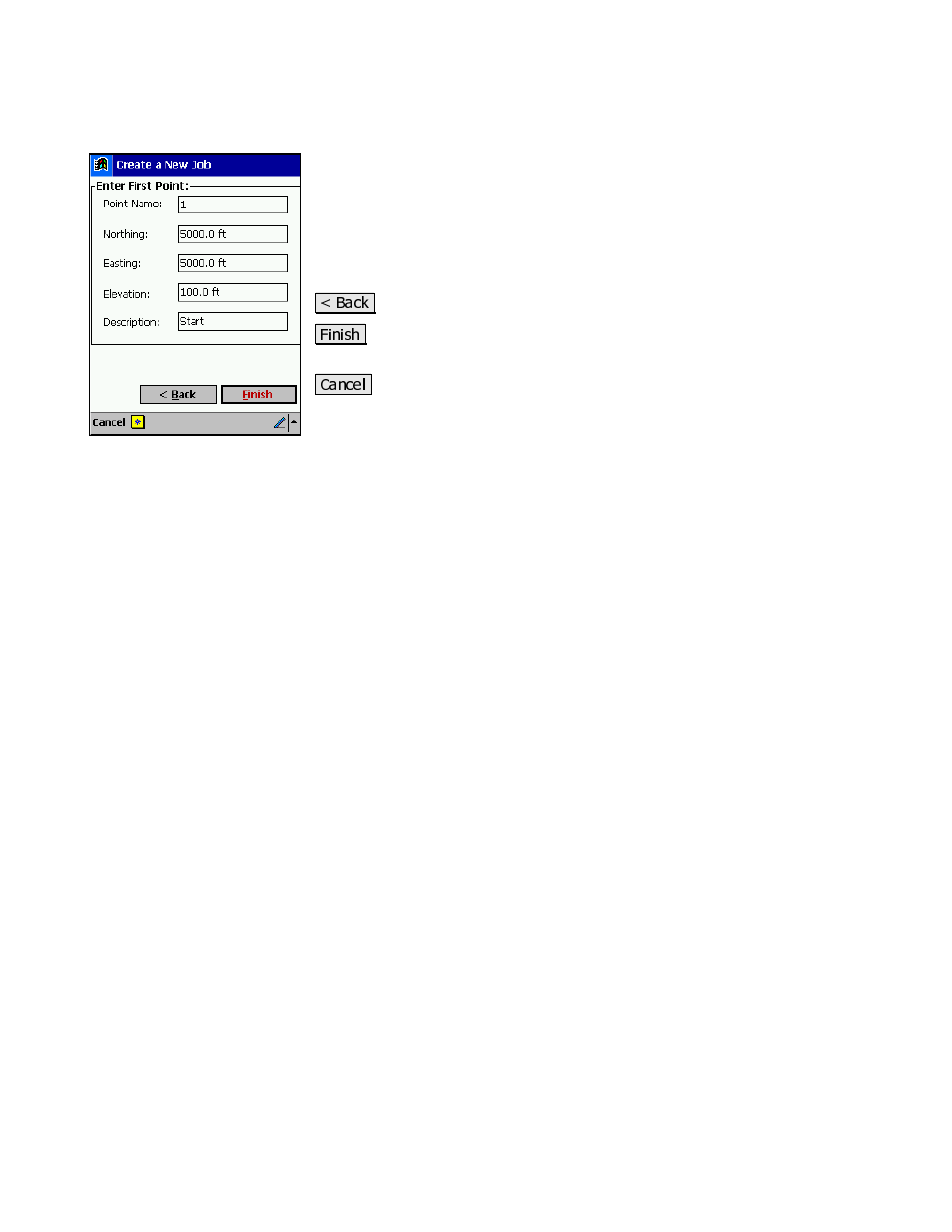 Create a new job – screen three | Spectra Precision Survey Pro v3.80 Recon iPAQ Reference Manual User Manual | Page 15 / 261