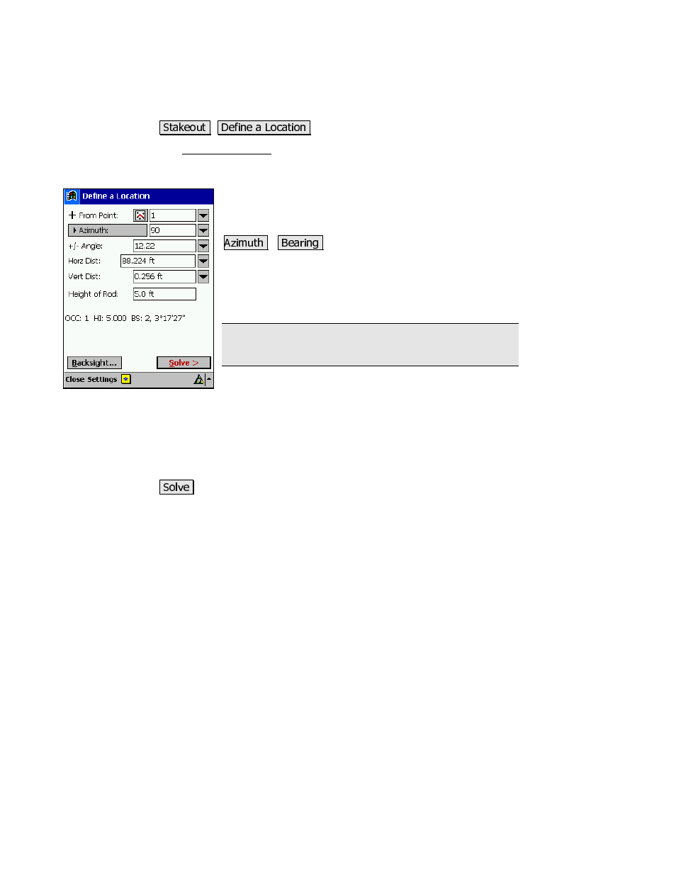 Define a location | Spectra Precision Survey Pro v3.80 Recon iPAQ Reference Manual User Manual | Page 161 / 261