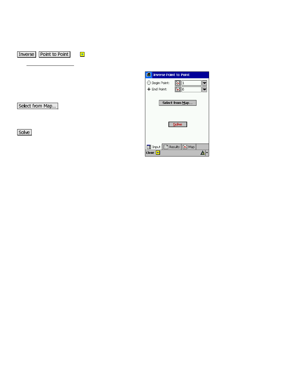 Inverse point to point, Results | Spectra Precision Survey Pro v3.80 Recon iPAQ Reference Manual User Manual | Page 166 / 261