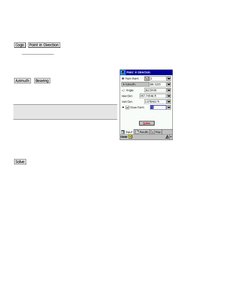 Point in direction | Spectra Precision Survey Pro v3.80 Recon iPAQ Reference Manual User Manual | Page 174 / 261